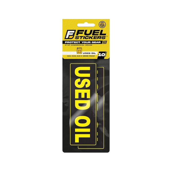Fuel Stickers Used Oil Stickers, Waste Oil Label for Storage Tank, Drum and More, Hvy-Dty, 6''x2'', 10PK Z-262UOL-10PK - main